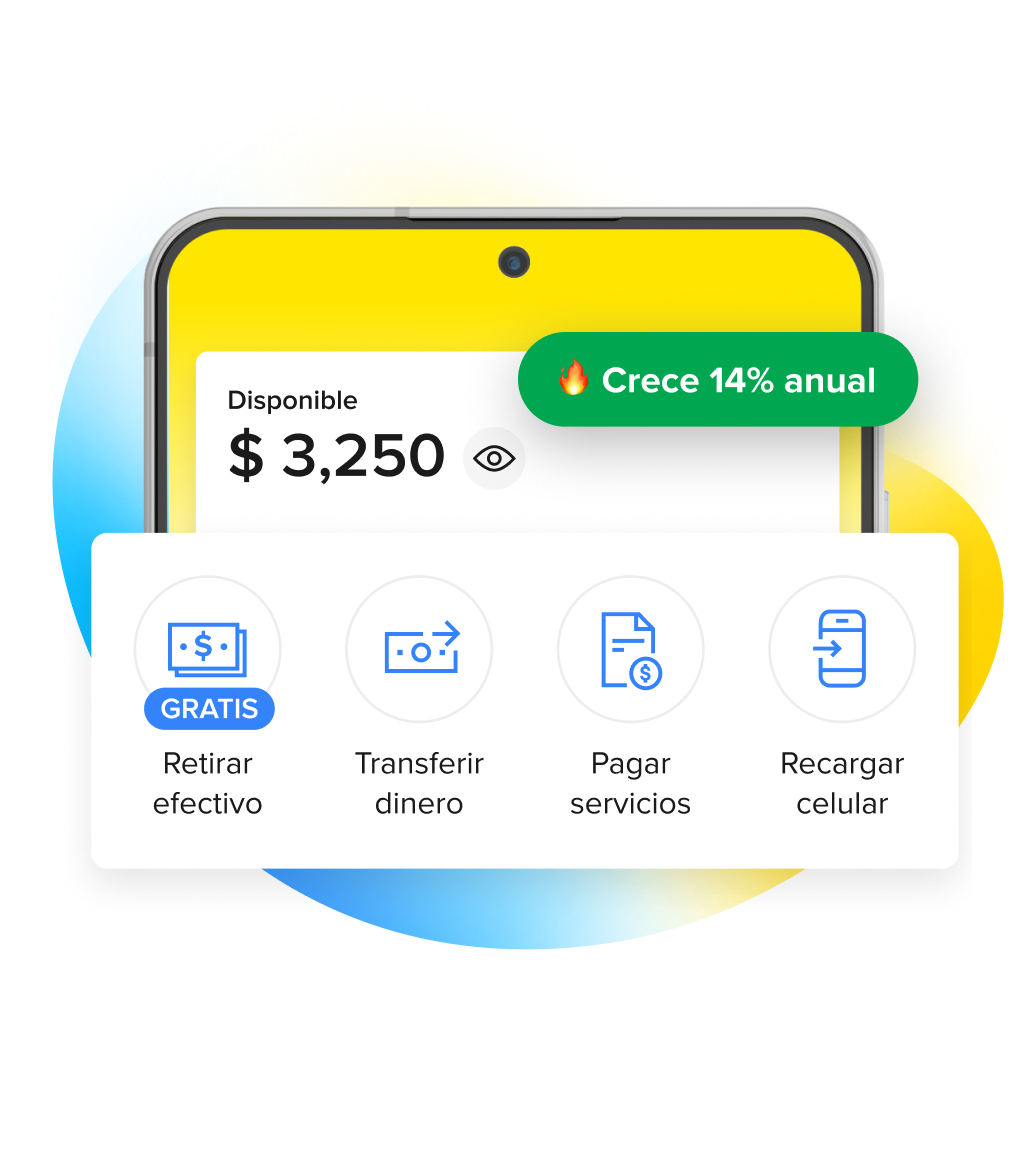 Pantalla de inicio de Mercado Pago que muestra todo lo que se puede
hacer con el dinero desde un solo lugar
