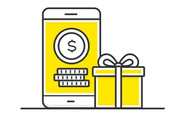 Ilustración de celular y regalo