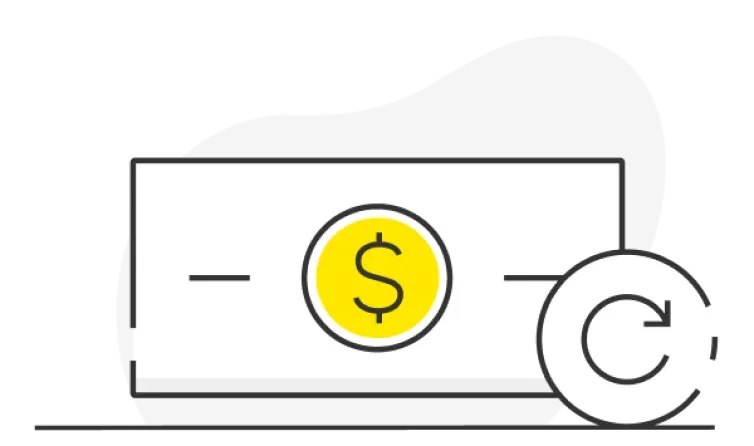 Ilustración de billete devuelto