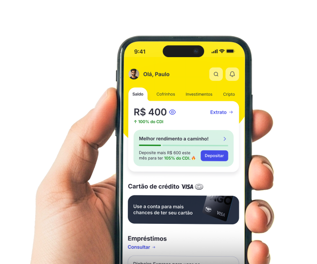 Tela de celular com o app do Mercado Pago instalado