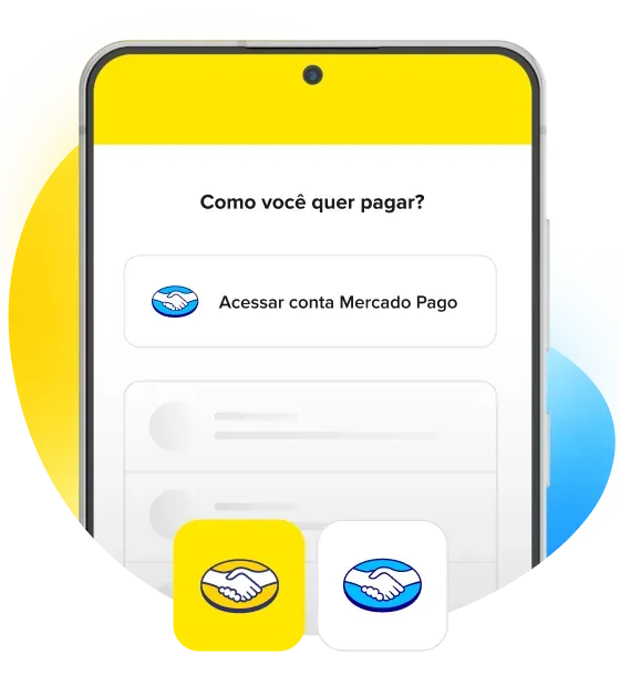 Celular com notificação para acessar o Banco Mercado Pago.