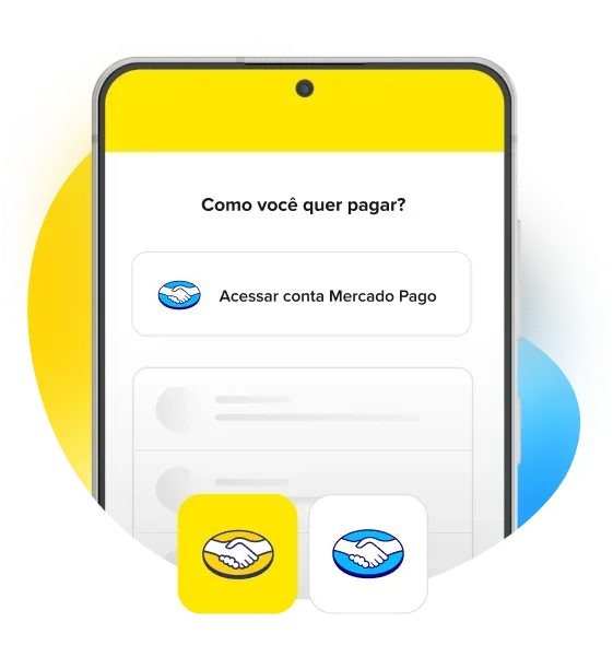 Celular com notificação para acessar o Banco Mercado Pago.