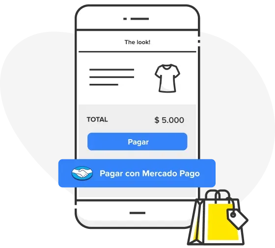 Ilustración del Checkout transparente, con el botón ”Pagar con Mercado Pago”