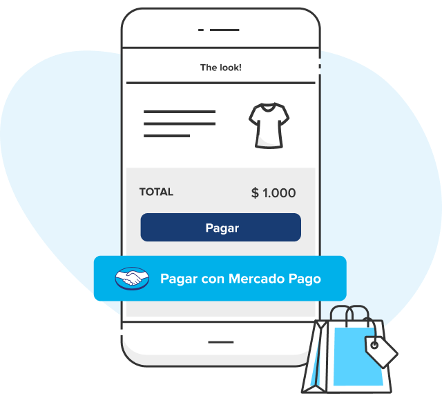 Ilustración del Checkout transparente, con el botón ”Pagar con Mercado Pago”