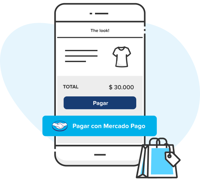 Ilustración del Checkout transparente, con el botón ”Pagar con Mercado Pago”