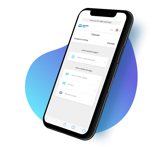 Un celular con el Checkout Pro de Mercado Pago
