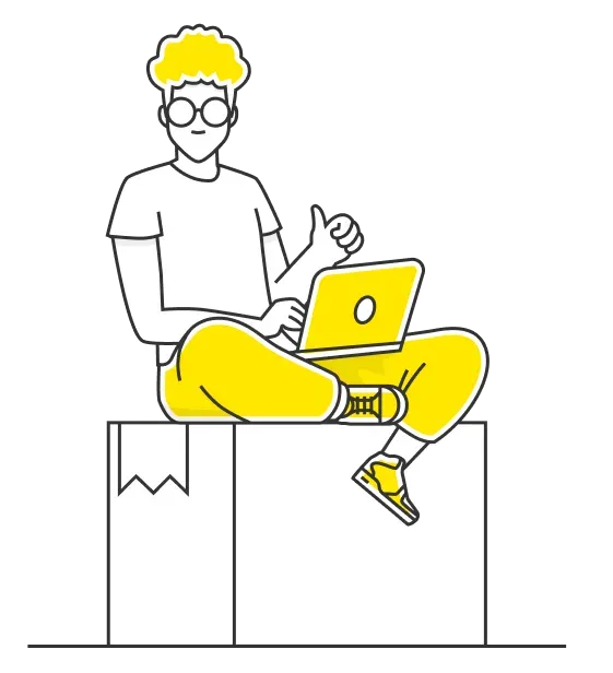 Mujer con gafas mostrando un celular en su mano con signos de dinero a su alrededor.