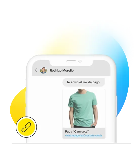 Chat de una red social. La vendedora acaba de enviar un link de pago a su cliente.