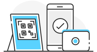 Ilustración del código QR con un lector Point y un celular.