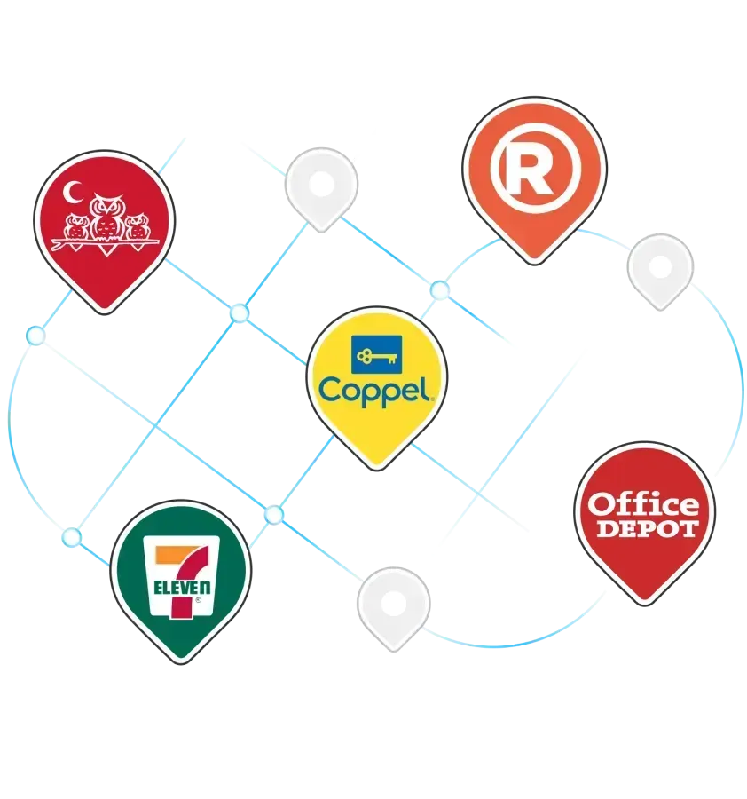 Logotipos de comercios donde se pueden comprar las terminales Point.
