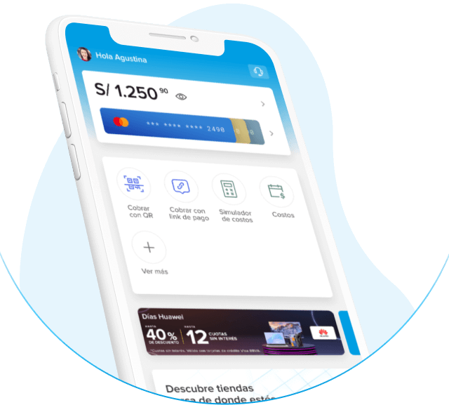 Celular con la app de mercado pago en la pantalla, una tarjeta y un círculo con el texto Pedí tu tarjeta desde la app, es gratis