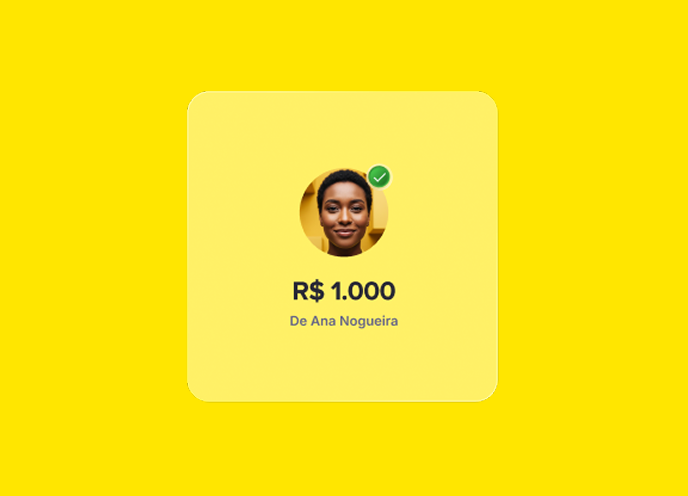 Notificação de recebimento via Pix de R$ 1.000