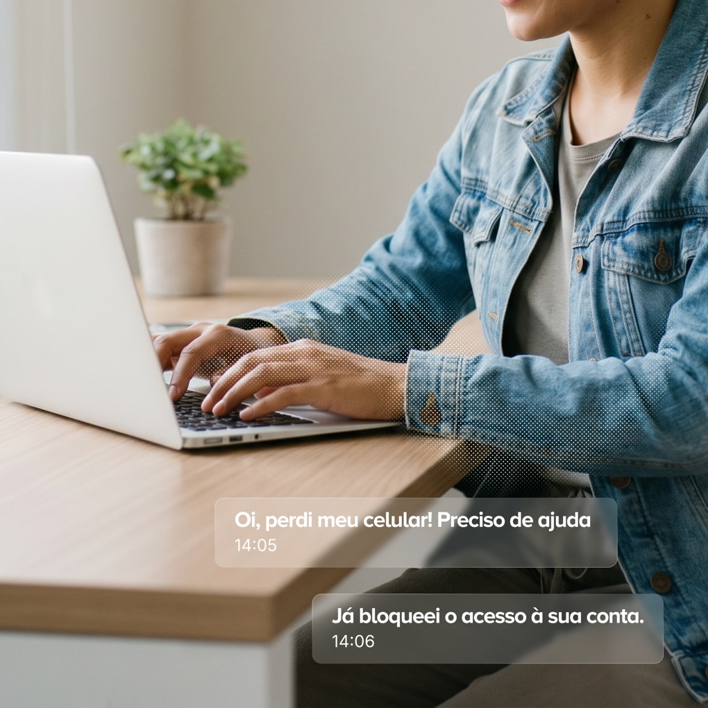 Pessoa usando laptop para acessar suporte Mercado Pago