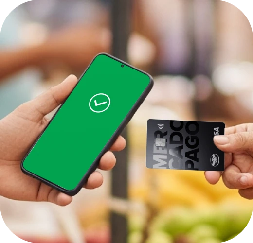 Comprovante de conclusão de pagamento do Mercado Pago exibindo confirmação de recebimento e detalhes da transação via NFC.