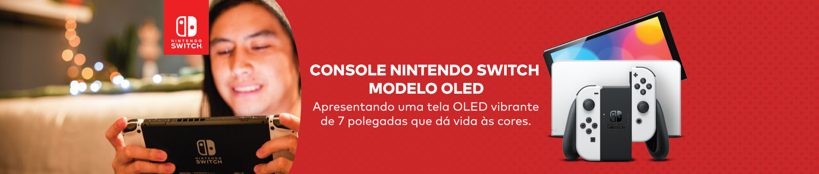 Console Nintendo Switch Modelo Oled. Apresentando uma tela OLED vibrante de 7 polegadas que dá vida às cores. 