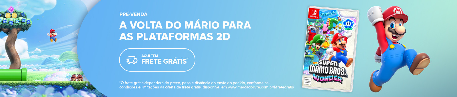 Pré-venda a volta do Mário para as plataformas 2D. Aqui tem frete grátis, consulte termos e condições.