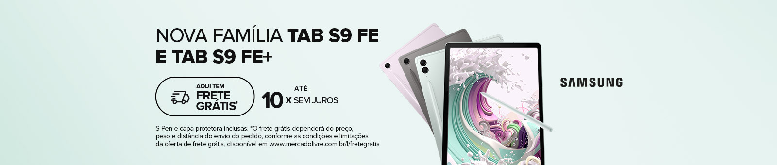 Samsung Tab S9 FE em até 18x sem juros no Cartão Mercado Pago e Frete Grátis