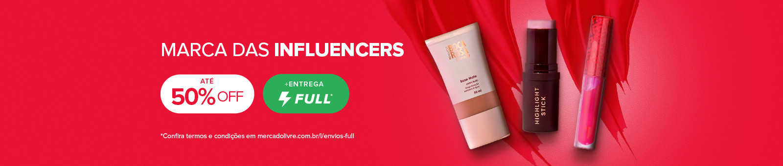 Marca das Influencers, até 50% off + entrega full