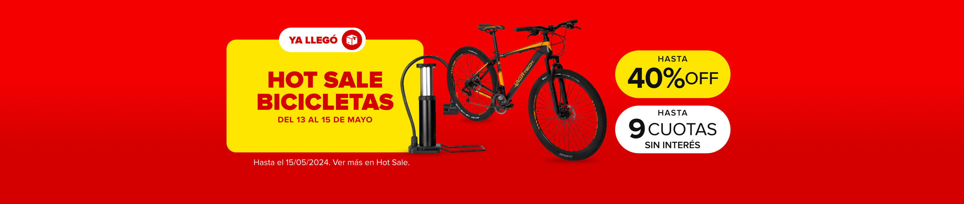 Hot Sale bicicletas, hasta 40% off y hasta 9 cuotas sin interés