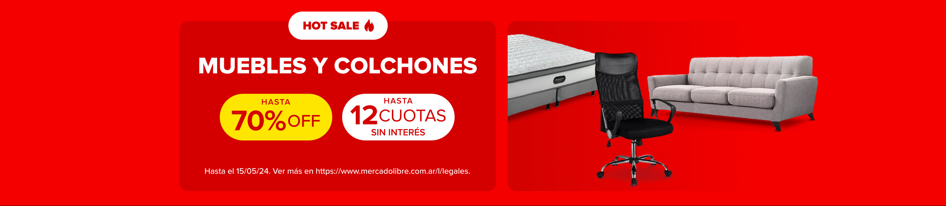 HASTA 70% OFF Y 12 CUOTAS SIN INTERÉS EN MUEBLES Y COLCHONES