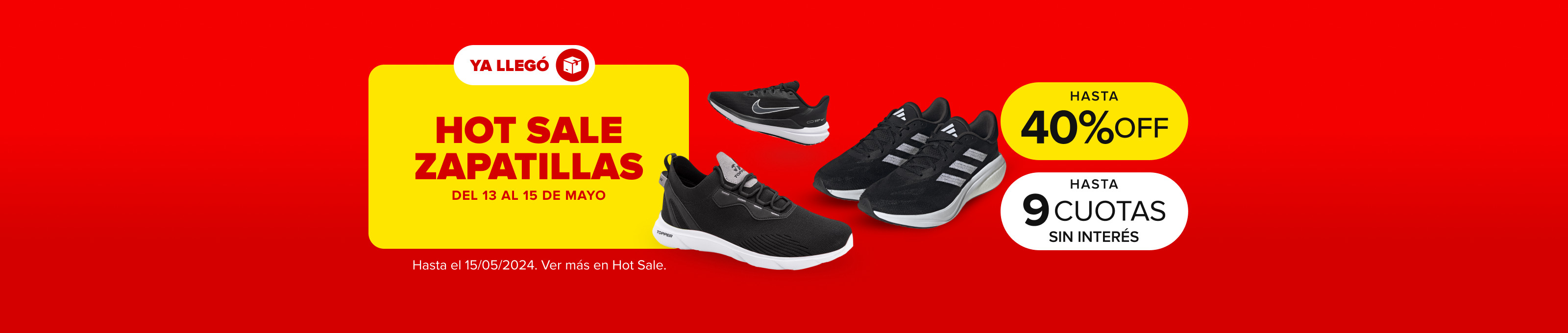 Hot Sale zapatillas, hasta 40% off y hasta 9 cuotas sin interés