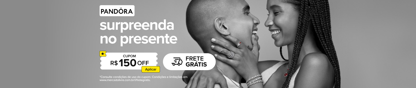 Surpreenda no presente com Pandora. Cupom R$ 150 off e frete grátis.