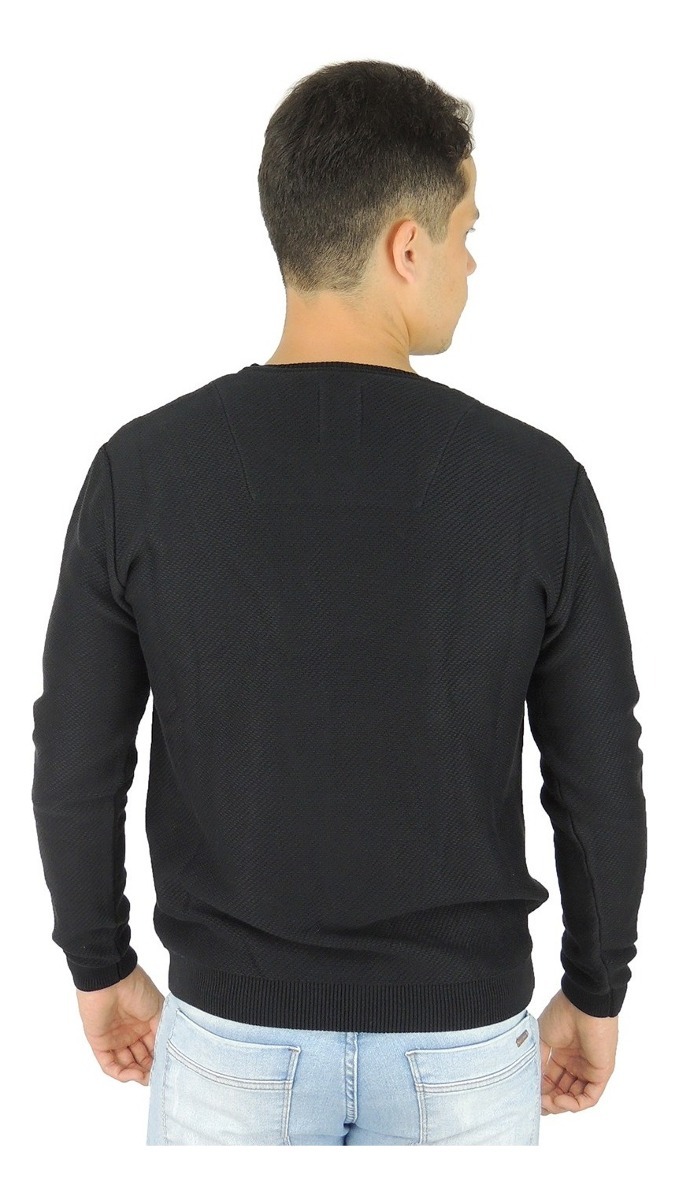 sueter preto masculino gola redonda