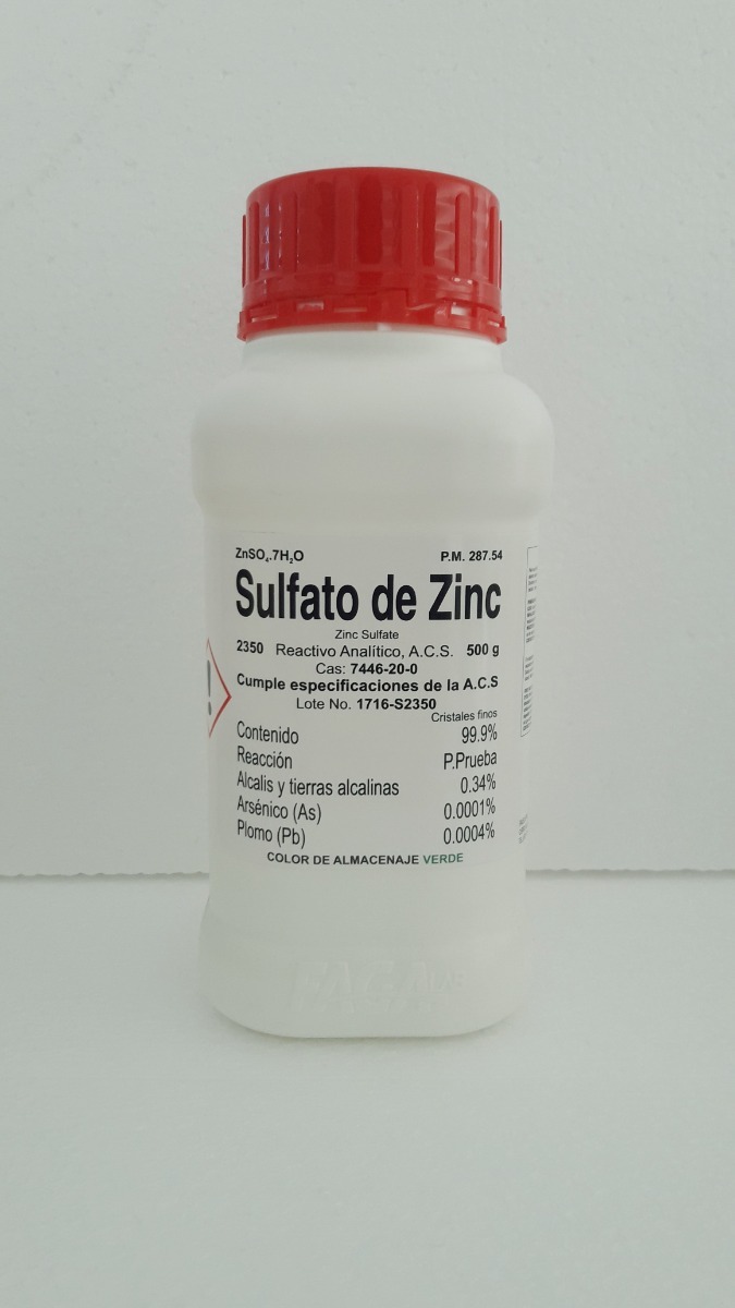 Resultado de imagen para sulfato de zinc