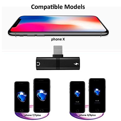 Black Music Audio Adapter Converter Splitter L30.1W6H19mm Perfectly Compatible for iOS Newest System Sunnyy XXA s 2 In1 Headphone Adapter and Charger Compatible for iPhone 7//8//x//iPad