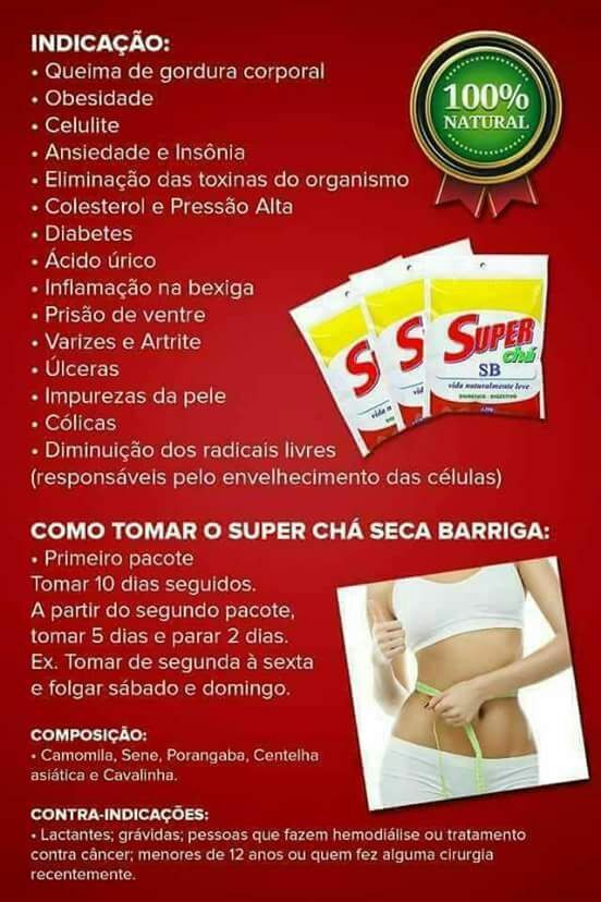 super chá sb seca barriga kit c 10 original pronta perda de peso