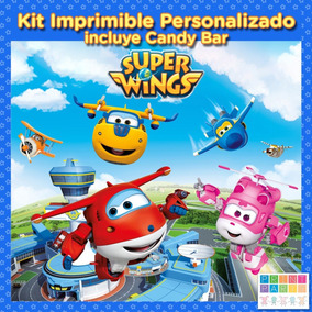 Banderines Super Wings Kits Imprimibles Para Fiestas En Mercado - 3x1 promo kit imprimible roblox candy bar deco banderin 89