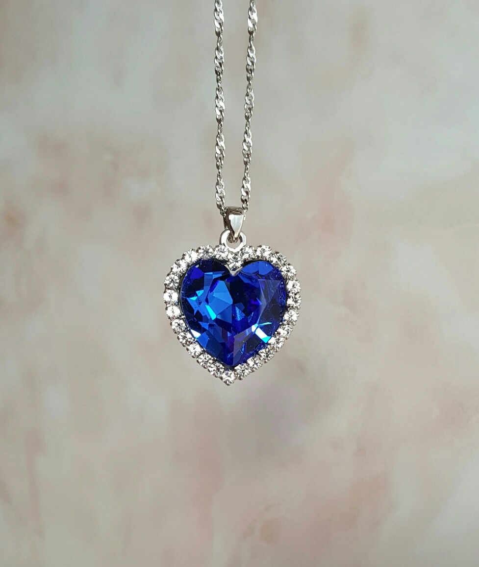 Swarovski Elements Oferta Collar Dije Corazon Azul Titanic - $ 549.00