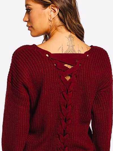 Sweater Dama Espalda Trenzada Sweater Mujer Moda Invierno 19