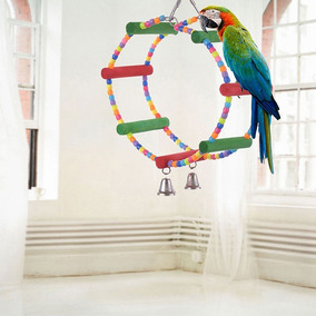 C Jaula Perico Loro Arnés Cuerda Colorido Juguete Aves Swing 354jALqR