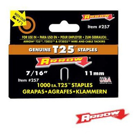 ARROW T25716 T25 agrafes 11 mm Box 5000 7//16in