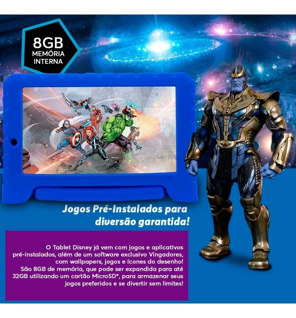Tablet Disney Vingadores Android Tela 7 Wifi Menino 8gb Plus R Tablet Disney Vingadores Android Tela 7 Wifi Menino 8gb Plus R