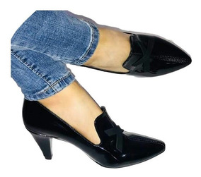 Liso Punta Charol Tacones Tacones Negro bf6gyY7