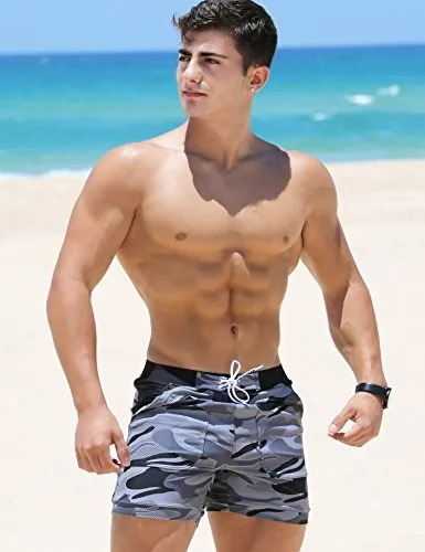 FakMe Men Swimwear Basic Long Swimming Trunk Surf Camo Shorts Swimsuits