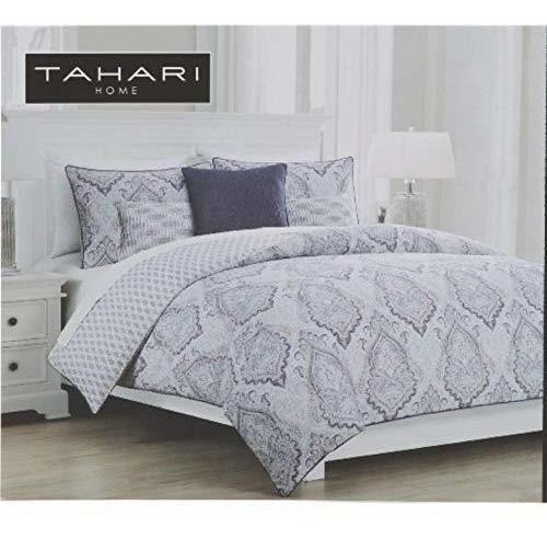 Tahari Home King Duvet Cover Set Medallion Bohemian Plum Gra