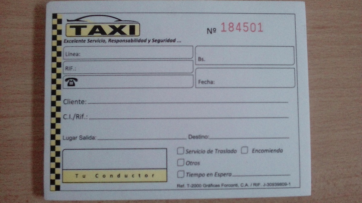 Comprobante De Taxi Para Imprimir Recibo De Táxi Modelos Diversos