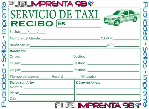 Talonario De Recibo De Taxi De Pago De Condominio Y ...