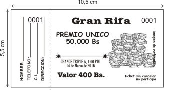 Talonario Rifa / 1.000 Numeros / 10,5 X 5,5cm / B/n - Bs. 12.000,00 en
