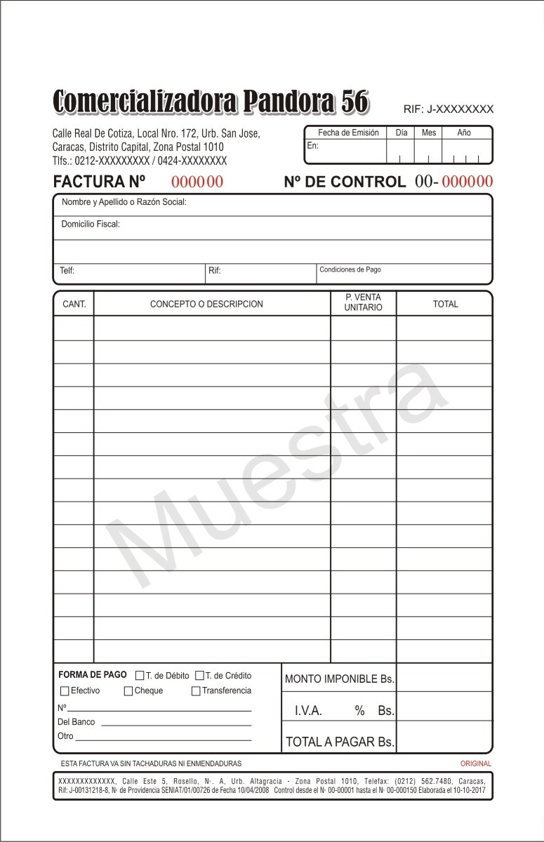 Talonarios De Factura 1/2 Carta (autorizado Por El Seniat 