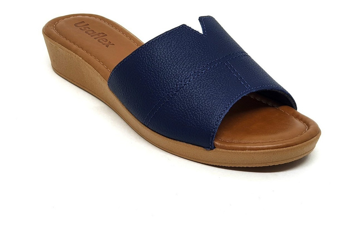 Tamanco Feminino Usaflex Aa3303 Salto Baixo Azul - R$ 109,90 em Mercado Livre