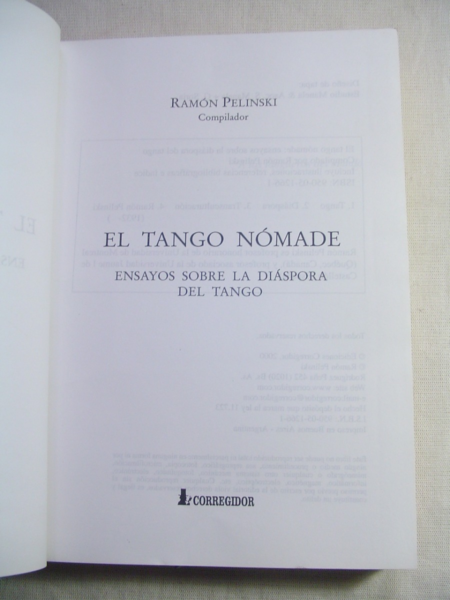 Ensayos Sobre La Diaspora del Tango El Tango Nomade