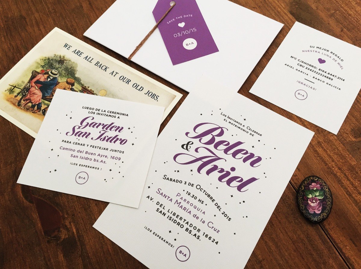 tarjeta casamiento sobre tag