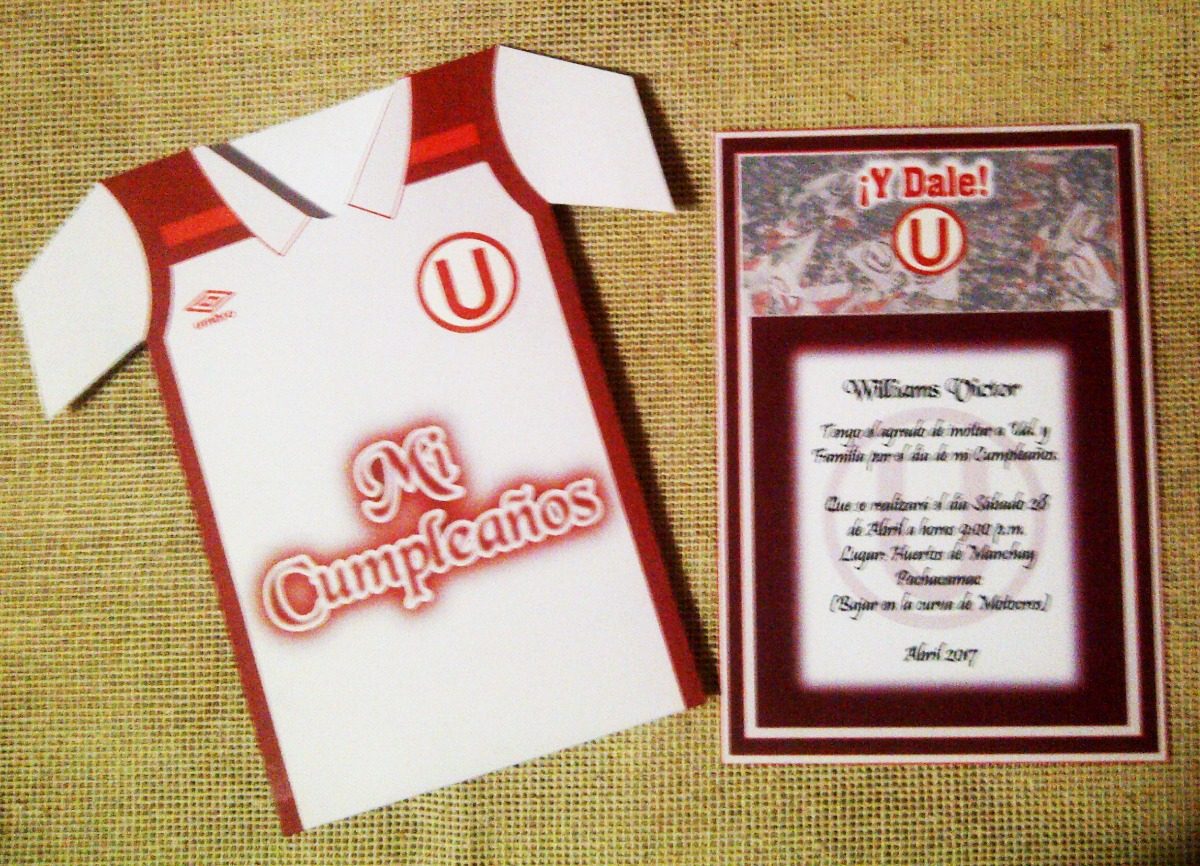tarjeta de invitación camisetas depor cumpleaños y otros tarjeta de invitacion cumpleanos
