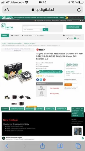 Tarjeta De Video Msi Nvidia Gt 730 De 2 Gb