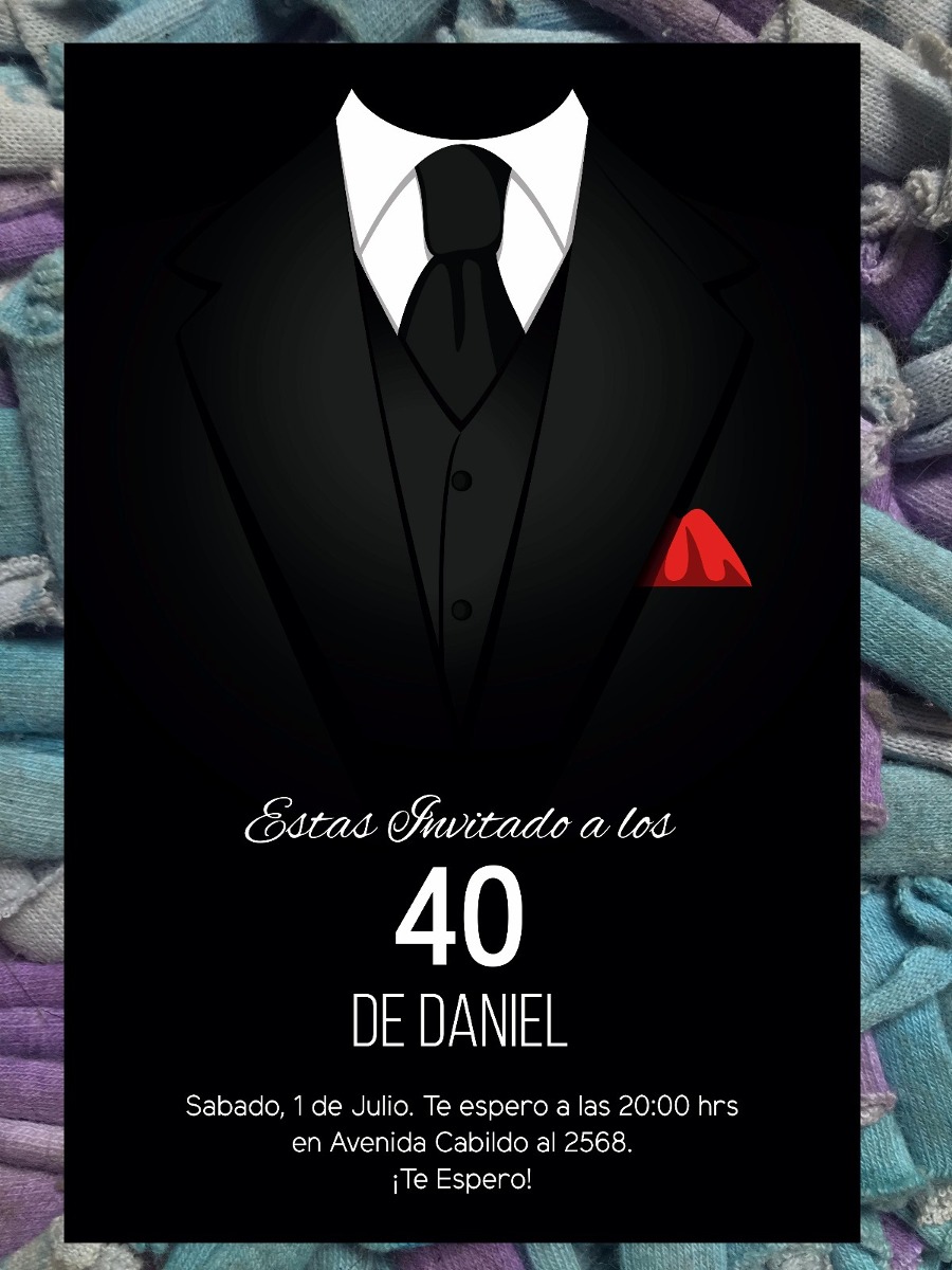 tarjeta invitacion para cumpleaños de 40 años traje 17 00 en tarjetas de cumpleanos hombres