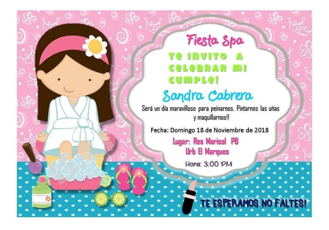 tarjetas de invitacion fiesta spa digitales invitaciones de fiesta